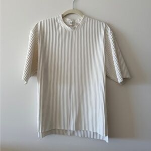 Frankie Shop Cream Pinstripe Short Sleeve Tee